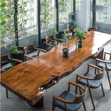 新中式茶桌实木办公室大板泡茶桌整张客厅会客禅意功夫茶台原木桌