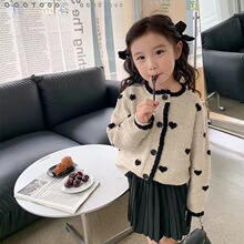 女童洋气开衫毛衣春季2024新款韩版可爱针织长袖外套儿童宝宝童装