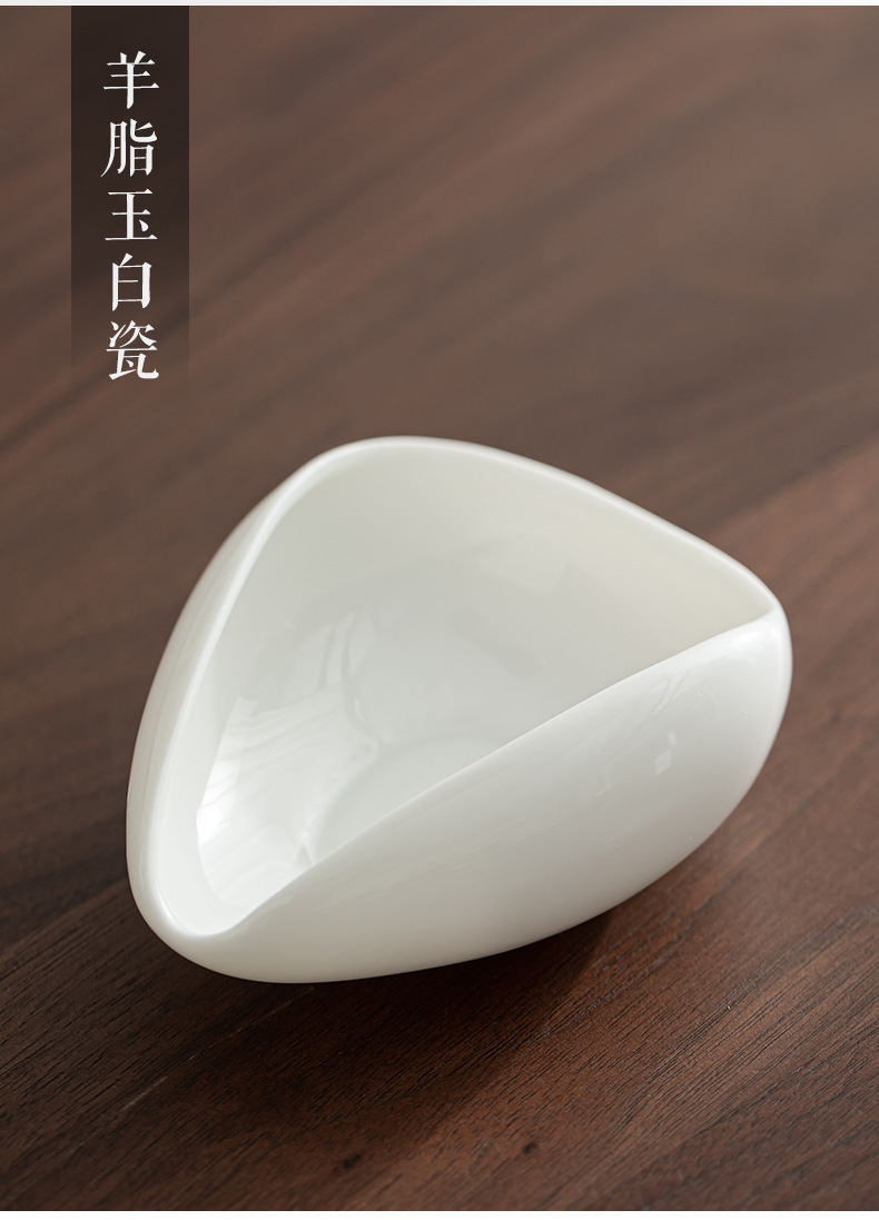 德化羊脂玉白瓷茶荷茶则 观茶赏茶分茶器功夫茶道配件