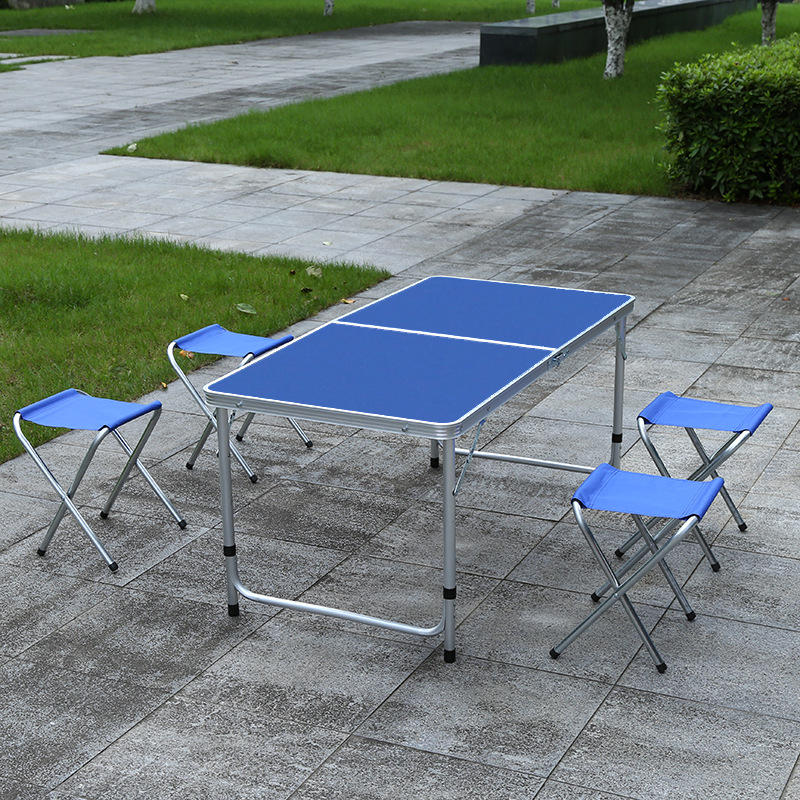 铝合金蓝色户外野营折叠桌椅便携式手提小桌子露营活动摆地摊餐桌