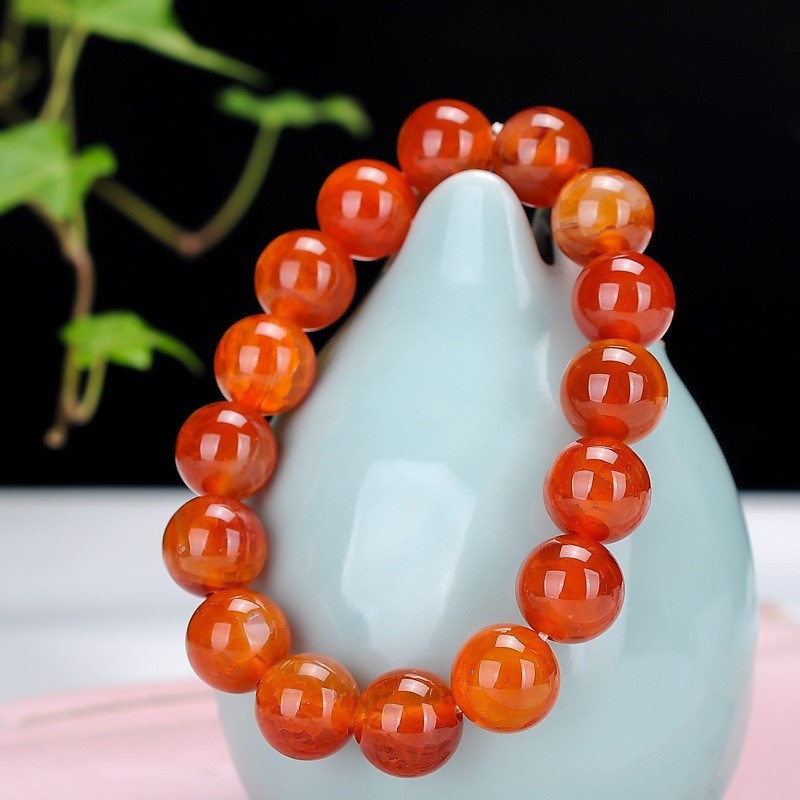 Red Dragon Pattern Fried Agate Couple Bracelet Factory Direct Live E-Commerce Gift Bracelet