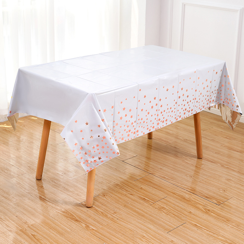Factory in Stock Pet Aluminum Film Disposable Bronzing Five-Pointed Star Tablecloth Birthday Party Party Decoration Tablecloth