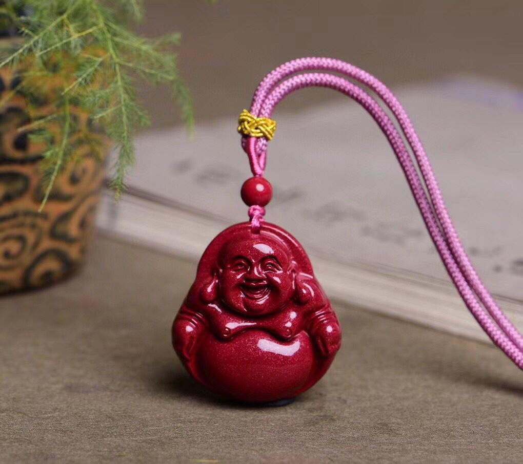 朱砂弥勒佛吊坠原矿紫金砂挂件本命年辟邪佛公项链宝宝佛大肚佛