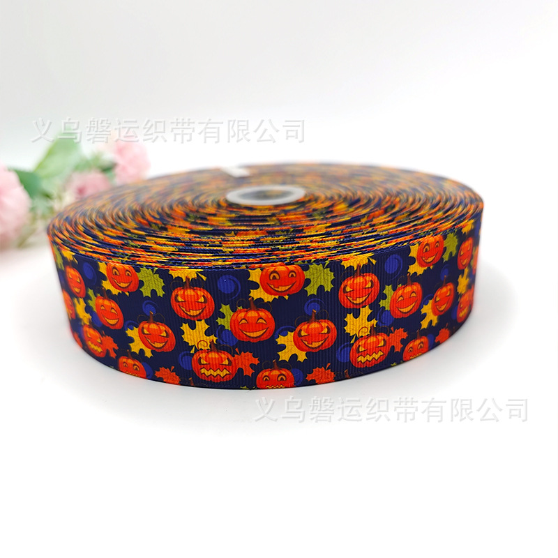 Wansheng Ribbon Halloween Party Scene Decorative Bowknot Headdress Material English Letters Solid Color Ribbon