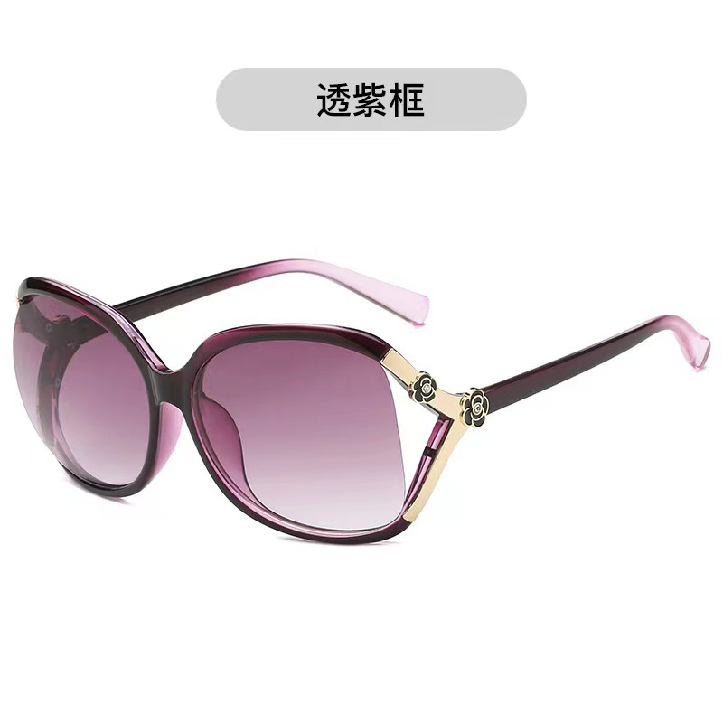 Camellia Sunglasses round Face Women's Large Frame Sunglasses Driving Glasses Korean Trendy Uv-Proof Fashion Sunglasses