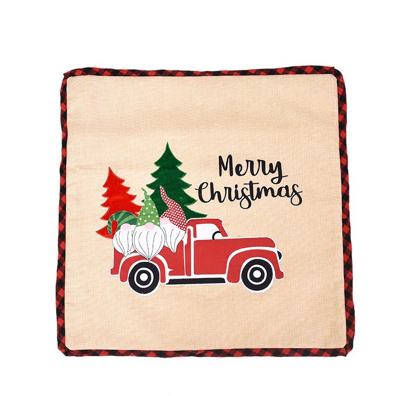 Mingguan Christmas Decoration Supplies Christmas Flower Elderly Car Pillow Cover Square Pillow Cover Creative Cartoon Throw Pillowcase