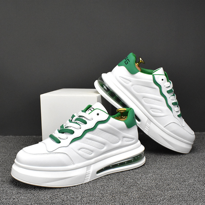 真皮板鞋男鞋欧洲站潮流鞋子2023春秋新款厚底气垫休闲男士小白鞋