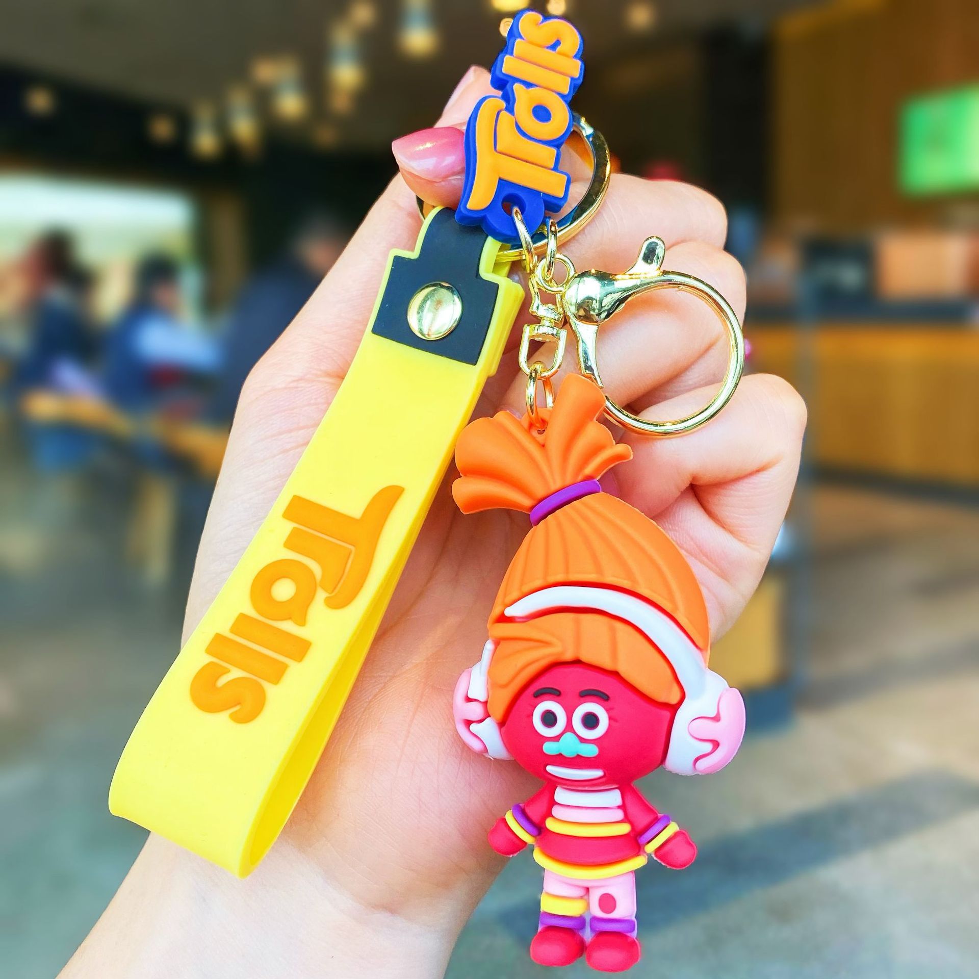 Cross-Border Hot Selling Creative Cartoon Key Button Cute Magic Elf Bobby Toy Bag Package Pendant Car Key Chain