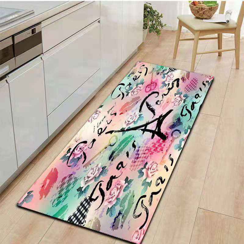 European and American Digital 3D English Printing Doormat and Foot Mat Bathroom Non-Slip Floor Mat Toilet Floor Mat Bedroom Living Room Carpet