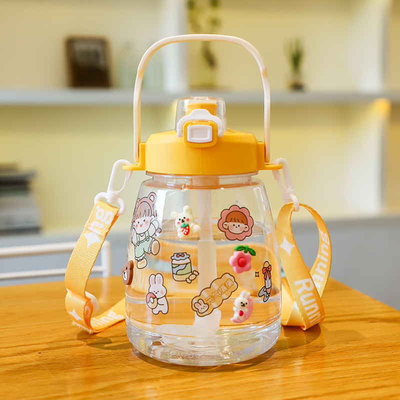 Children's Big Belly Cup Space Capsule Cartoon Large Capacity Airtight Household Straws Summer Kettle Portable and Cute Cup