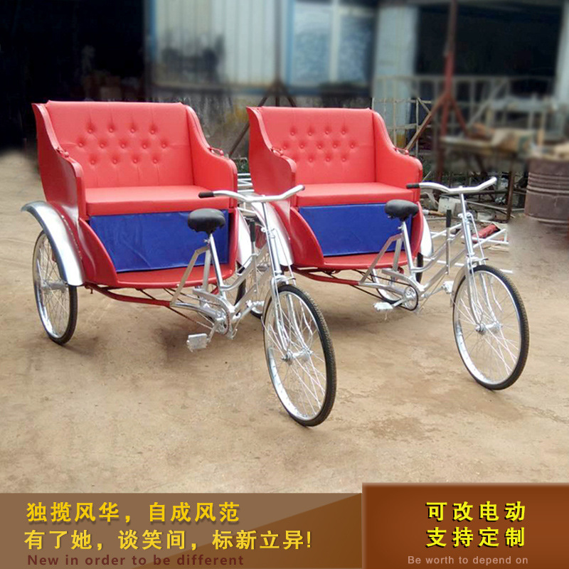 新品复古人力三轮车篷车景区旅游观光车 影视道具舞台摄影-阿里巴巴