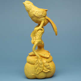 大叶黄杨木喜鹊雕刻摆件木制根雕家居客厅书房摆饰送礼文玩手把件