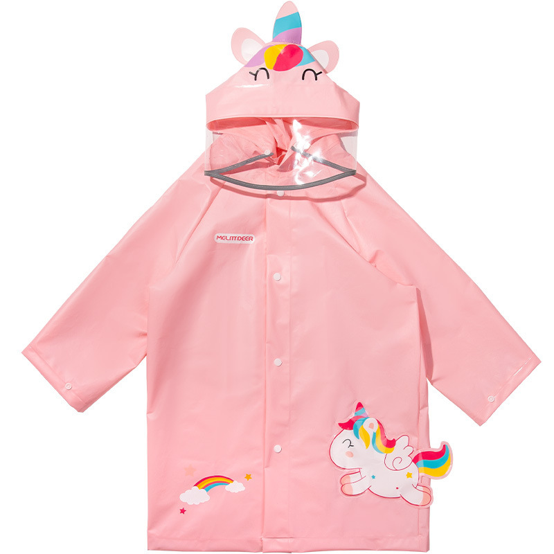 Xiaolumili Baby Cartoon Unicorn Children Raincoat Girls Bunny Kindergarten Cute Poncho Rain Gear Wholesale