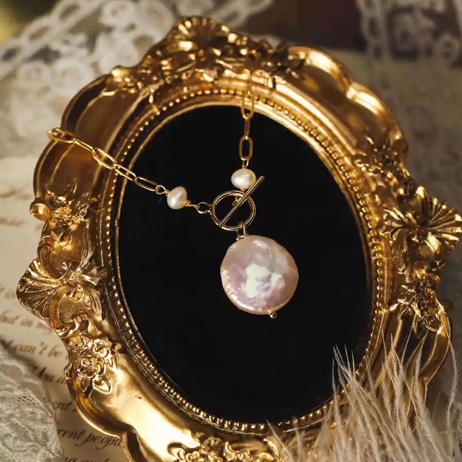 巴洛克天然珍珠项链淡水珍珠2024新款毛衣链轻奢高级感气质美百搭