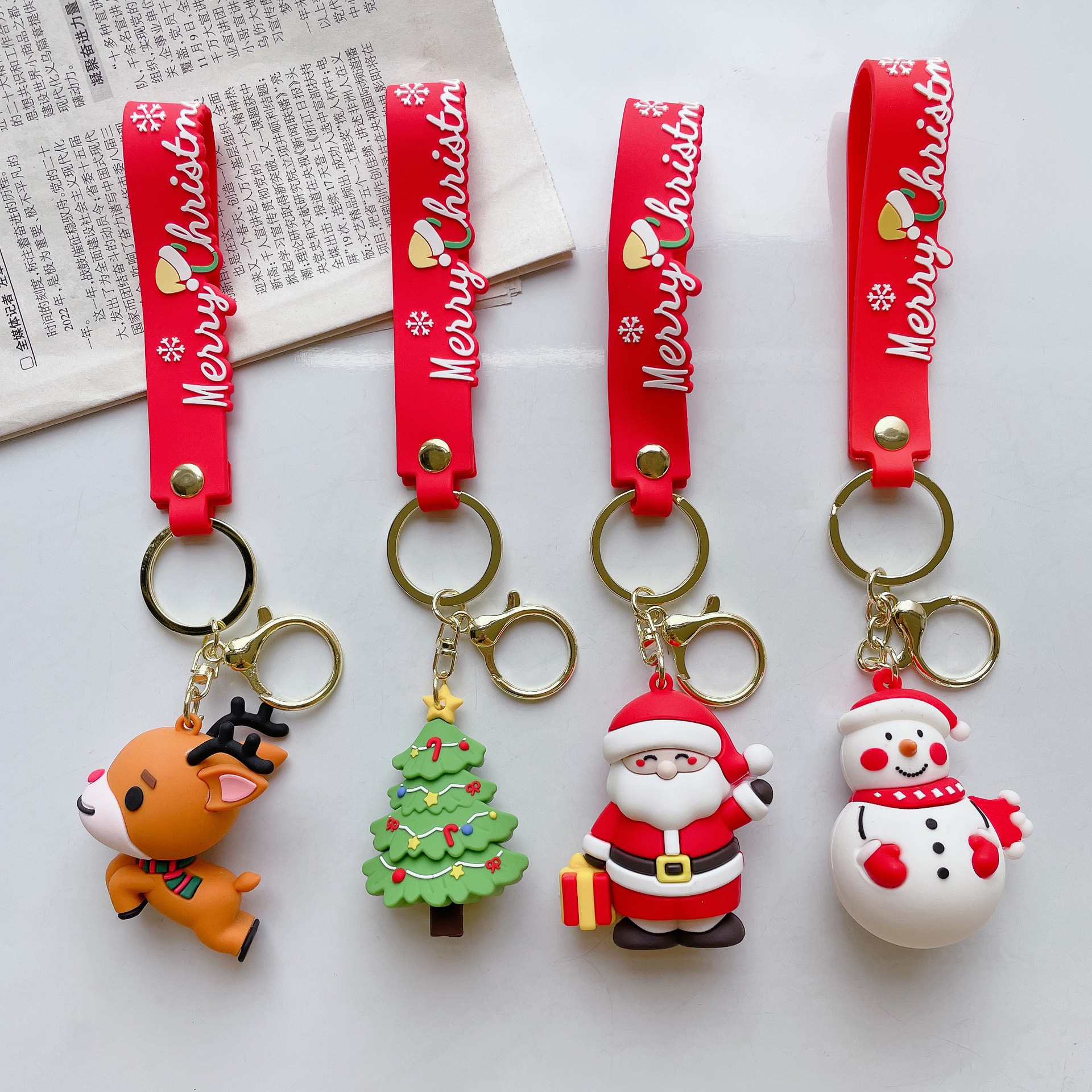 Cartoon Santa Claus Christmas Tree David's Deer Snowman Keychain Christmas Tree Small Pendant Decorative Gift Ornament Wholesale