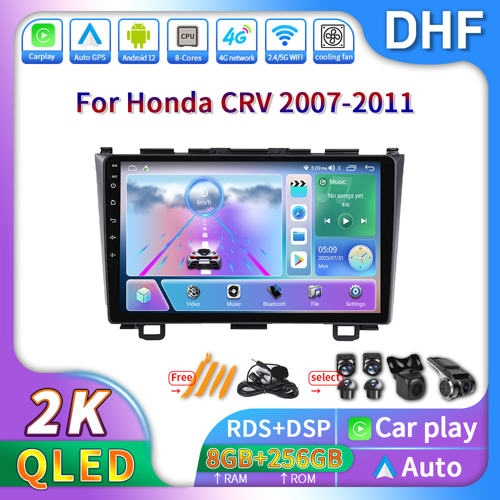 For Cross-Border Applications Honda CR-V 2007-2011 Wireless CarPlay Large Screen Android Car GPS Navigation