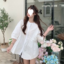 泡泡袖上衣女设计感娃娃衫夏季甜美韩系chic别致白色短袖衬衫