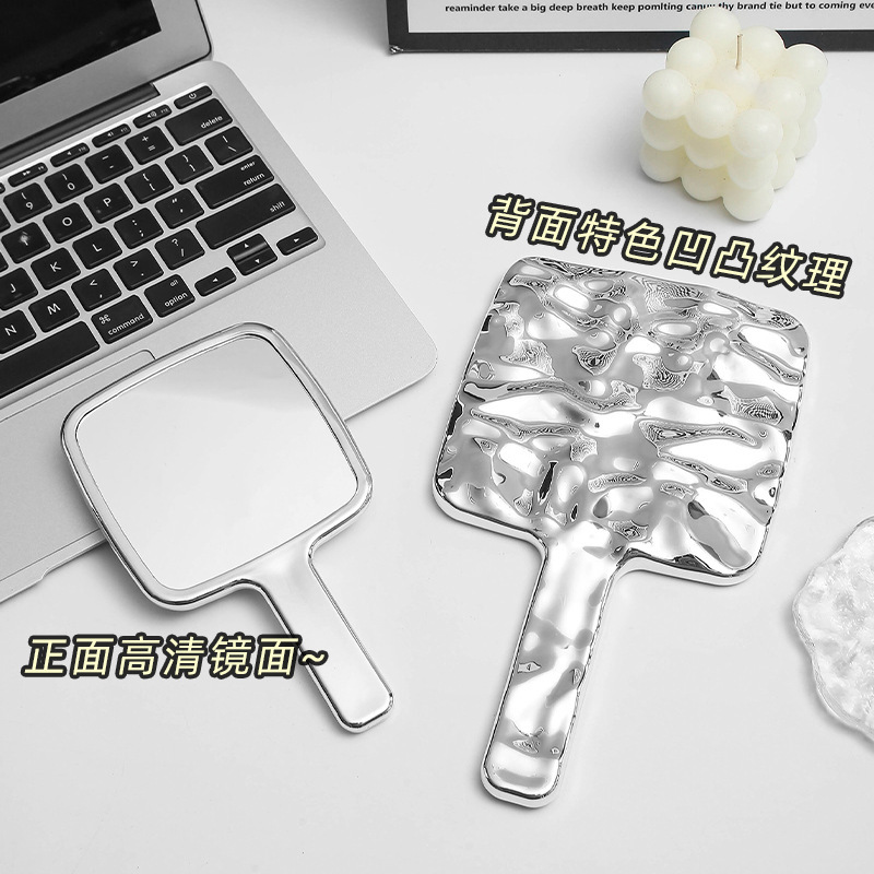 Electroplating Portable Cosmetic Mirror Home Ins Style Mirror Portable Retro Handheld Mirror Hand-Hold Mirror Portable