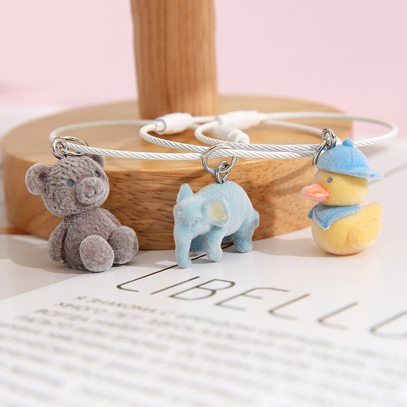 Korean Cute Cartoon Key Button Ins Style Students' Accessories DIY Creative Couple Keychain Pendant Small Gift