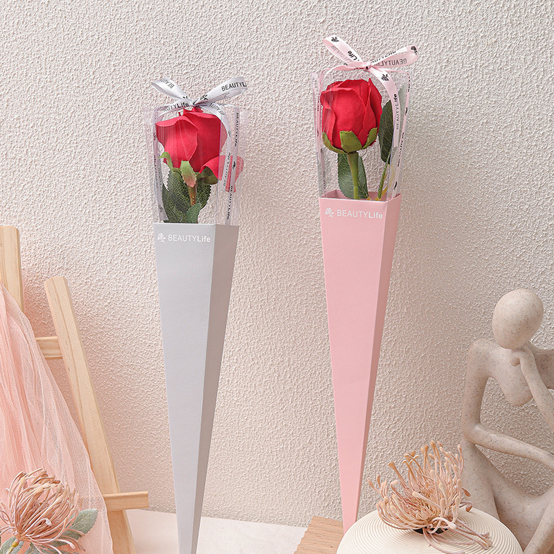 Goddess Festival PVC Folding Bouquet Packaging Box Flowers Gift Box Wholesale Bouquet DIY Material Rose