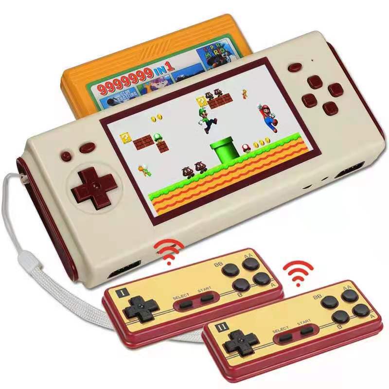 hd怀旧8位fc高清插卡掌上家用红白游戏机内置121个节目无线手柄