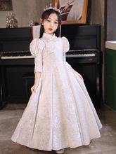 女童礼服公主裙高端儿童生日花童小女孩中式长款主持人钢琴演出服