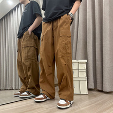 男士夏款裤子美式机能工装裤宽松直筒纯棉日系潮牌vibe高街休闲裤