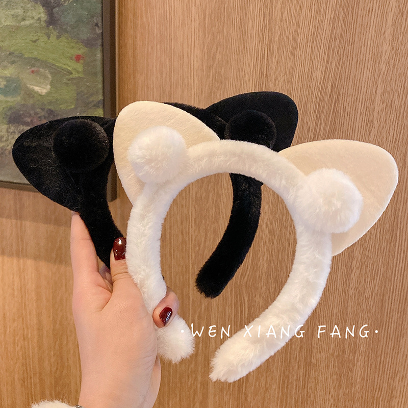 韩国可爱猫耳朵毛绒发箍网红少女卖萌头箍化妆洗脸压发带发卡头饰