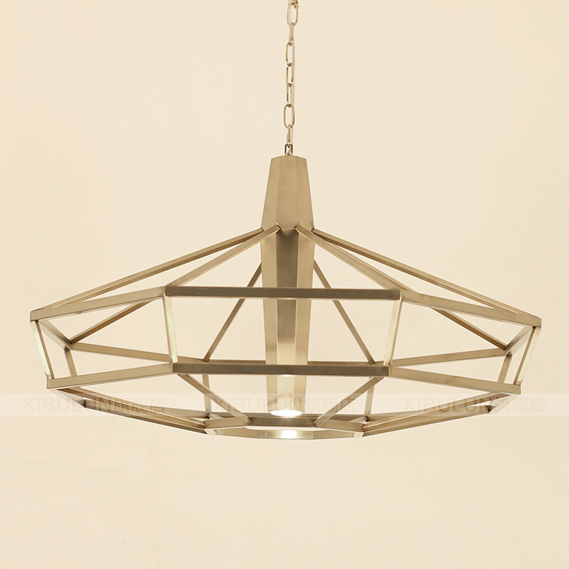 新中式简约多角吊灯茶楼会所装饰吊灯不锈钢工业风装饰吊灯艺术灯