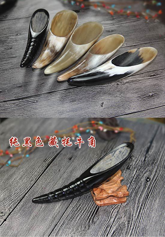 天然牛角刮痧筒背部神器牛角筒黑色拨筋棒脸部美容刮痧板全身通用
