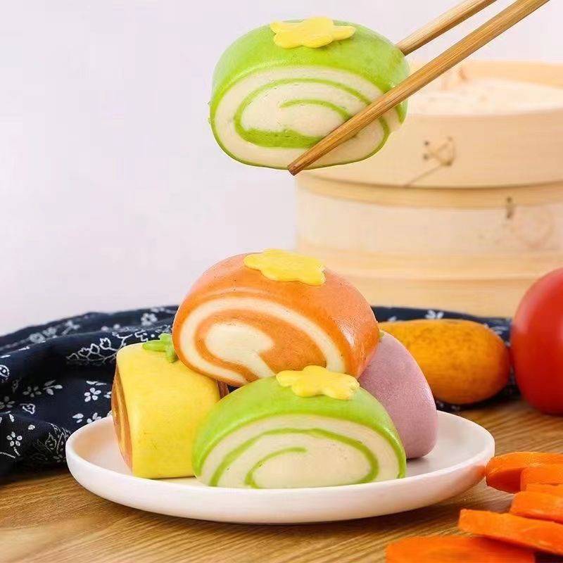 儿童可爱印花小馒头必备营养早餐儿童蔬菜馒头速冻半成品商用批发