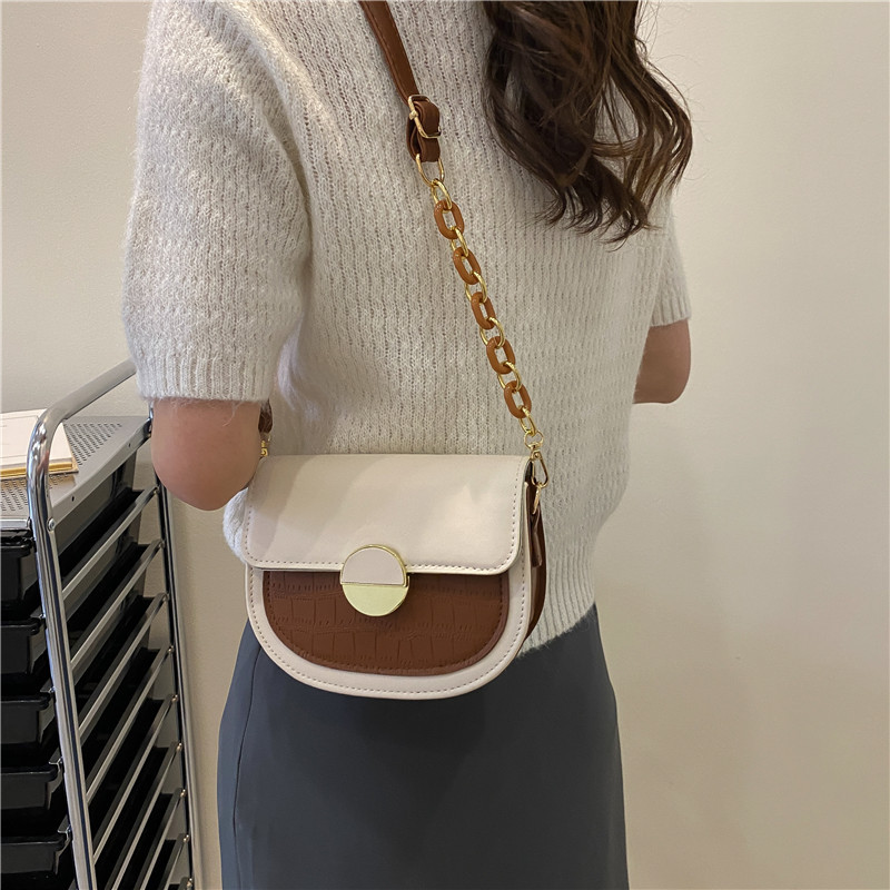 Korean Style Bag 2022 Niche Casual Shoulder Bag Color Contrast Patchwork New Trendy Retro Small Square Bag Crossbody Women's Bag