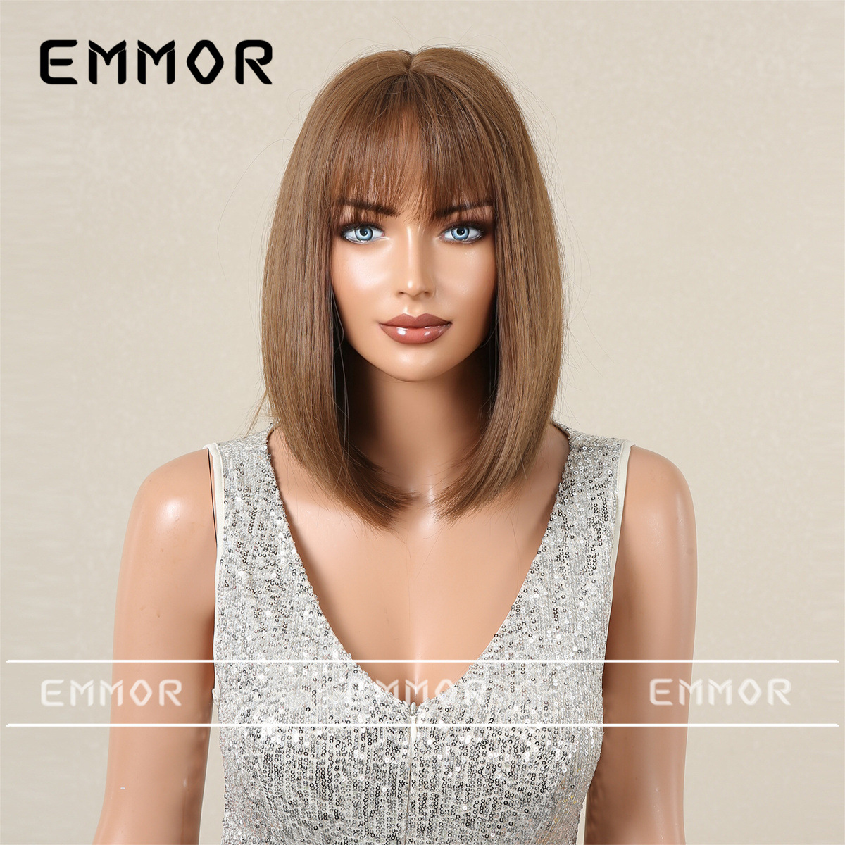 European and American New Style Qi Bangs Bobhaircut Women's Wig Summer Lightweight Breathable Multi-Color Optional Wig Full-Head Wig