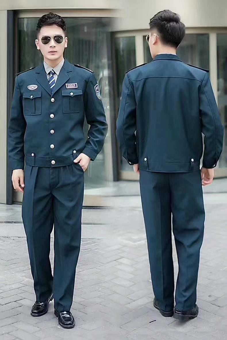 厂家供应保安/保卫/物业/执勤贡丝锦春秋夹克服【墨绿】 送配件