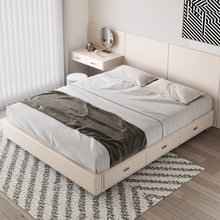 无床头床带现代简约实木抽屉气压储物床架意式极简小户型皮艺床箱