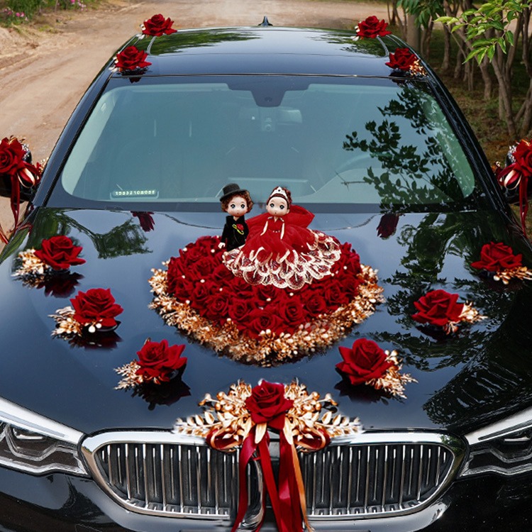 婚车装饰车头花结婚车队高级主车花婚礼头车花装饰迎亲车花全套装
