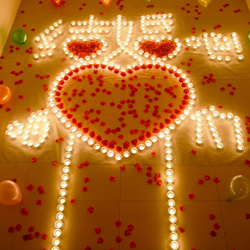 爱心蜡烛无烟浪漫求婚蜡烛灯表白生日场景布置道具告白心形浪漫景