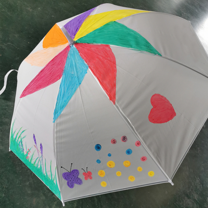 儿童绘画用雨伞画画diy手绘空白透明白色幼儿园手工涂鸦彩绘小伞
