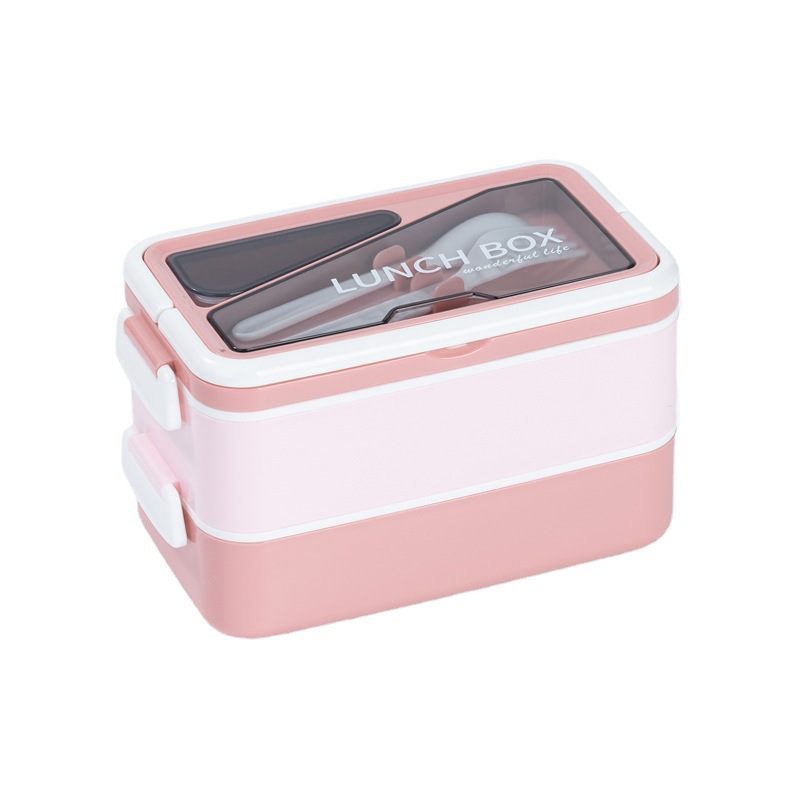 New Office Worker Plastic Lunch Box Single Layer Double Deck Compartment Student Portable Lunch Box Suit Microwaveable Heating Stool