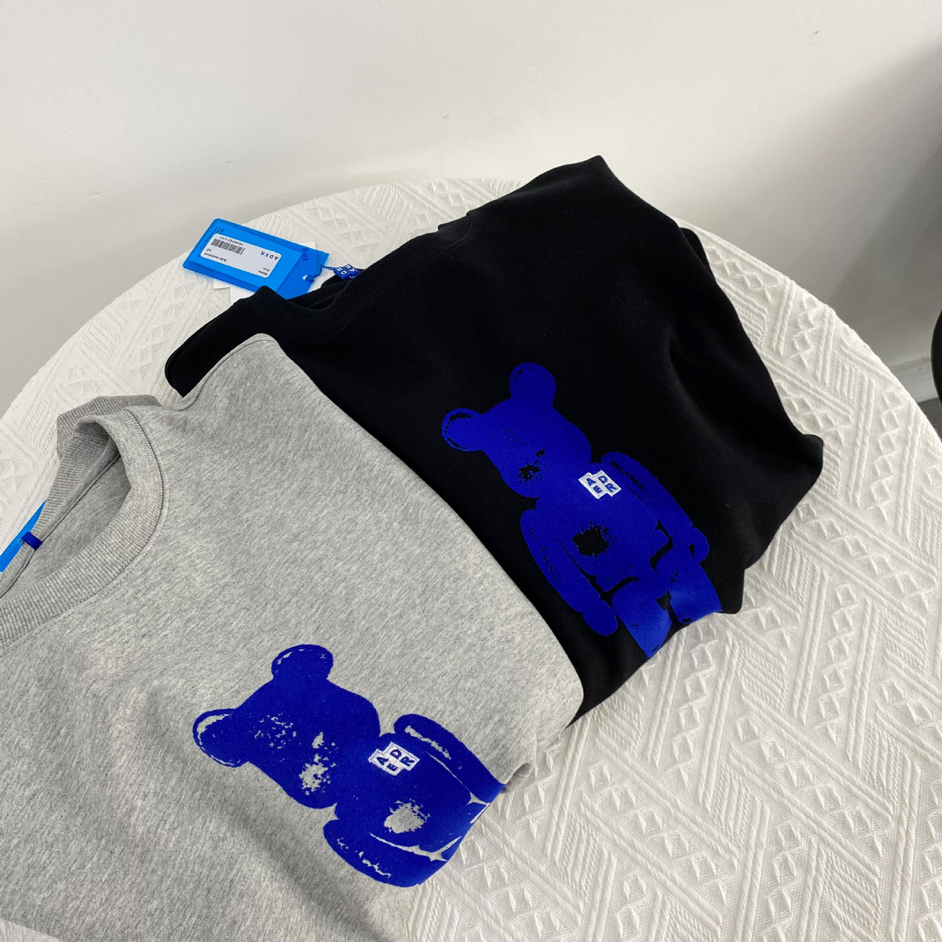 ader积木熊合作款圆领套头宽松卫衣植绒熊印花秋冬男女情侣款上衣