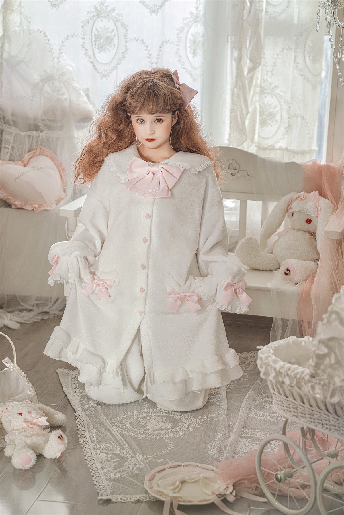 原创设计绵绵兔睡衣宫廷风lolita洛丽塔公主风少女春秋长袖6335