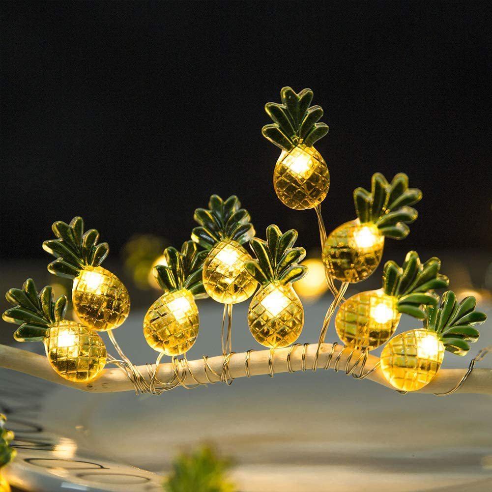 亚马逊热卖菠萝灯串 凤梨造型led铜线灯串圣诞节日装饰灯usb灯串