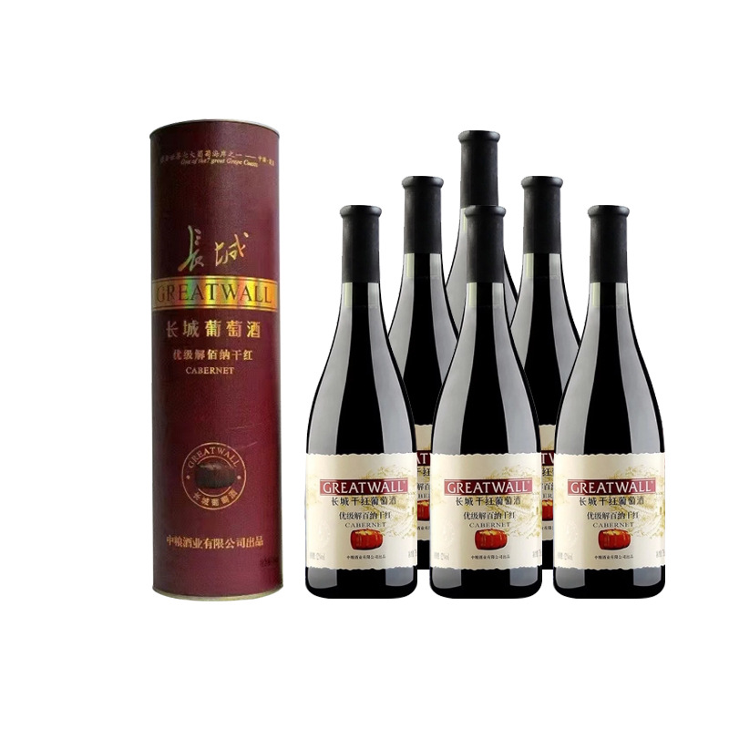 中粮长城优级解百纳干红葡萄酒大肚瓶红圆桶装 750ml*6支红酒整箱