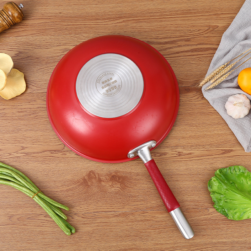 康尼菲不锈钢炒锅微油烟单面蜂窝不粘锅带蒸笼电磁煤气通用炒菜锅