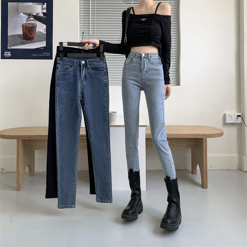 Denim Trousers for Women 2023 Summer New Korean Style High Waist Slimming and Wide Leg Mopping Jeans Foreign Trade Factory Wholesale