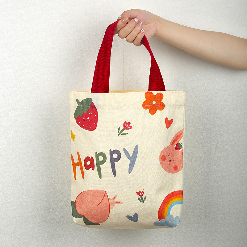 Canvas Handbag Fresh Canvas Bag Student Hand Bag Work Hand Bag Small Cloth Bag Lunch Box Bag Small Size