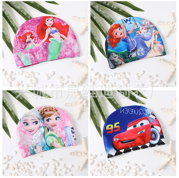 儿童泳帽男童女童宝宝游泳帽花色涤纶可爱时尚儿童游泳
