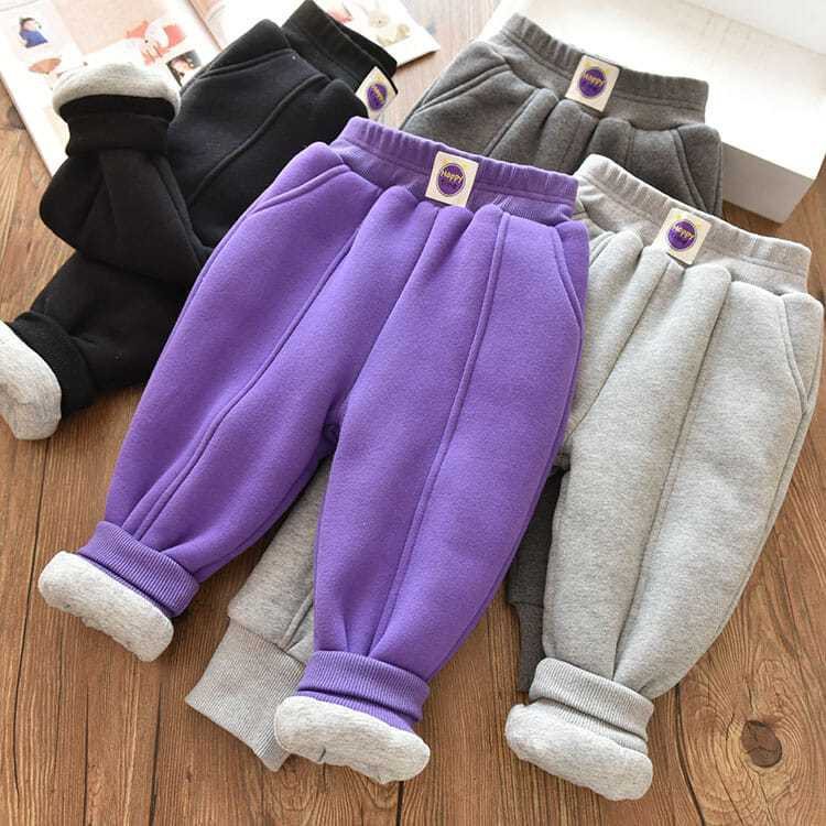 女童保暖棉裤一条过冬女宝宝冬季加绒加厚运动长裤中小童夹棉裤子