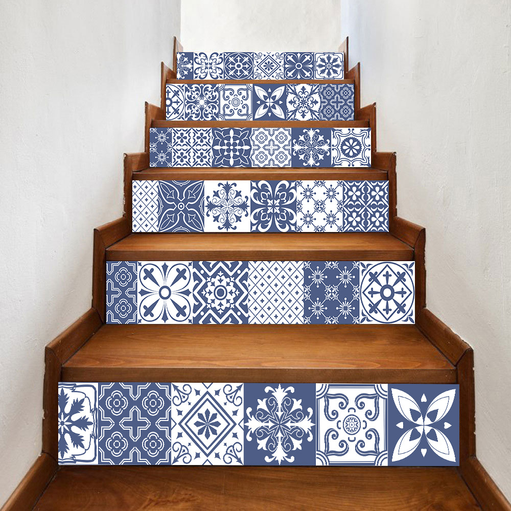 10款6片装创意仿真图案楼梯踏步台阶装饰墙贴自粘可移除pvc壁画