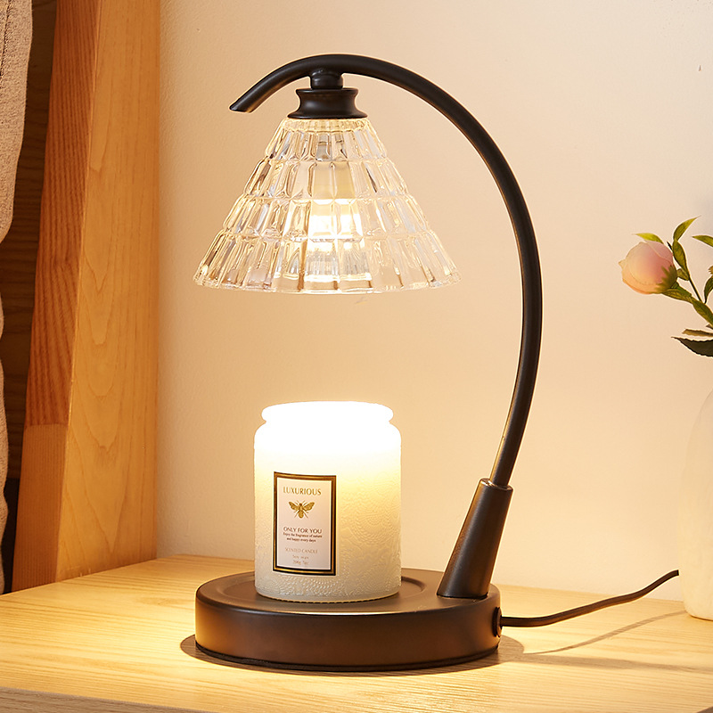 Cross-Border New Arrival Fire-Free Aromatherapy Burner Glass Aromatherapy Wax Melting Lamp Candle Essential Oil Melting Candle Lamp Bedroom Atmosphere Table Lamp